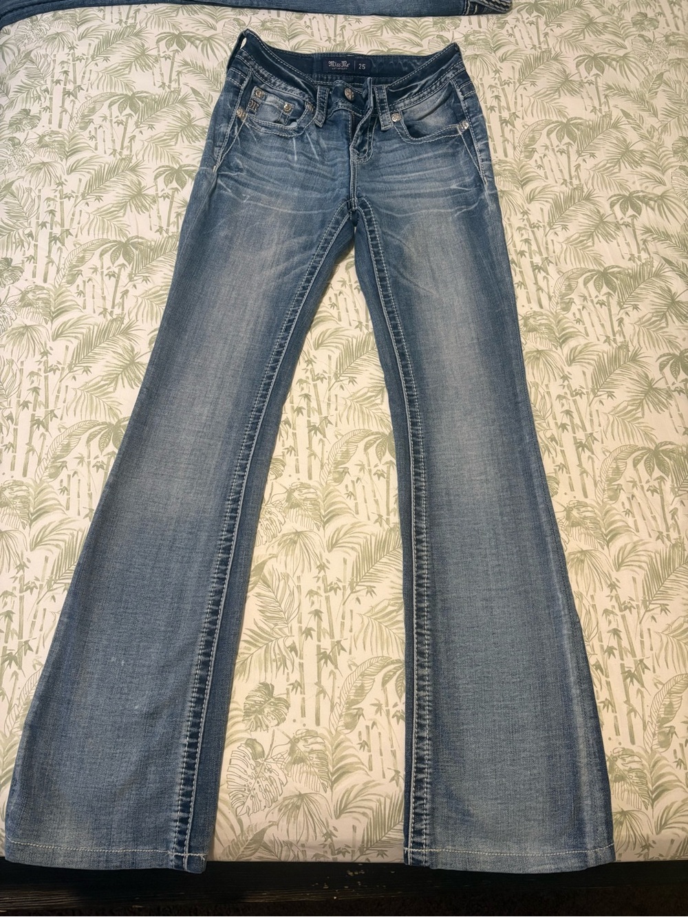 Miss Me Women's Blue Bootcut Jeans - Faded Mid Wash